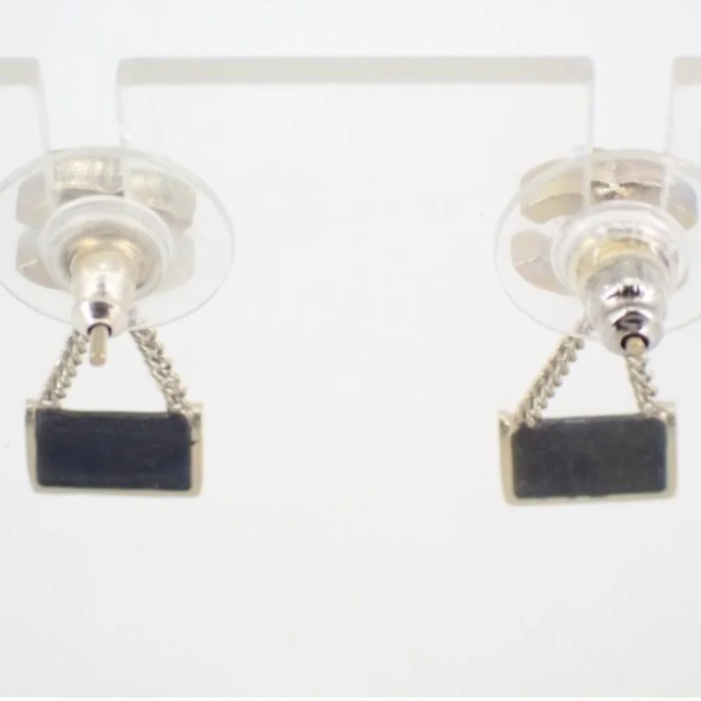 Chanel Black Enamel Bag Dangle Earrings with Pearl Accent Authentic Vintage - Picture 2 of 10
